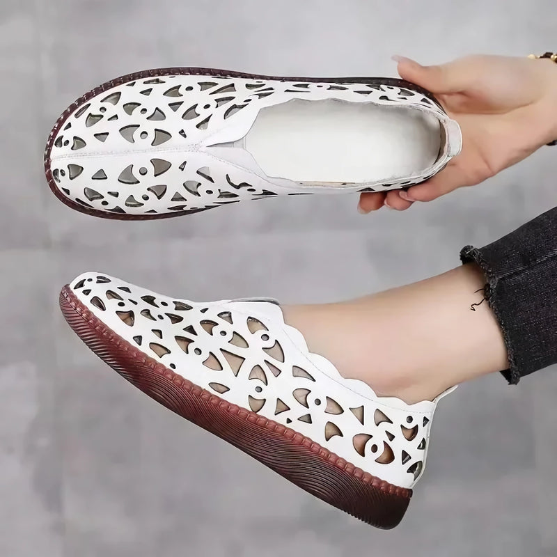 floral slip-on flat sandals, view 3 - MRSLM