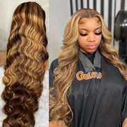 piano color long curly lace front wig - MRSLM