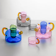 colorful glass teapot and teacup set, view 8 - MRSLM