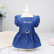 denim dog dress with tutu skirt, view 8 - MRSLM