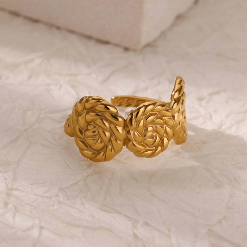 rose flower adjustable stainless steel ring, view 4 - MRSLM