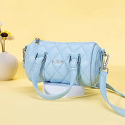 blue leather cylinder shoulder bag, view 8 - MRSLM