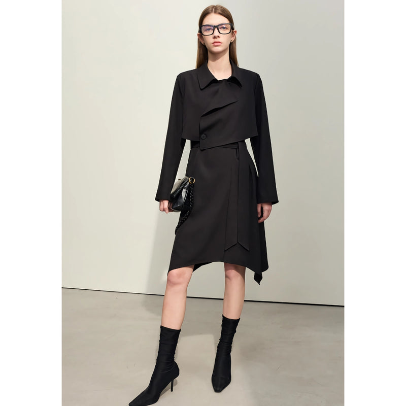 minimalist trench coat with belt, view 4 - MRSLM