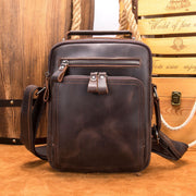 leather retro messenger bag, view 4 - MRSLM