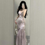 Slim fit floral fishtail dress, view 7 - MRSLM
