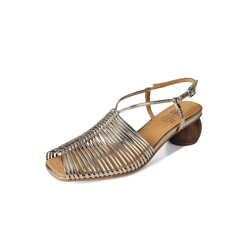 high heel leather-lined sandals, view 3 - MRSLM