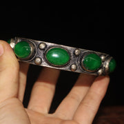 antique distressed white bronze bracelet, view 3 - MRSLM