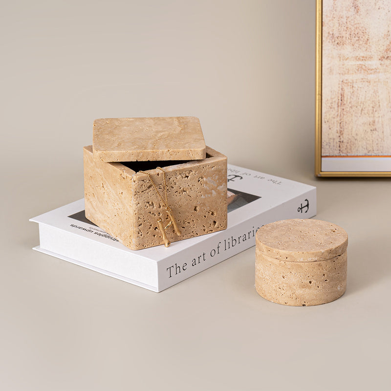 Travertine storage box with lid, view 7 - MRSLM