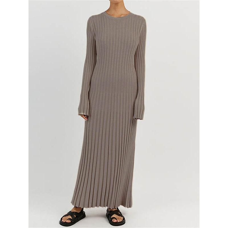 elegant pleated knit dress, view 20 - MRSLM