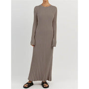 elegant pleated knit dress, view 21 - MRSLM
