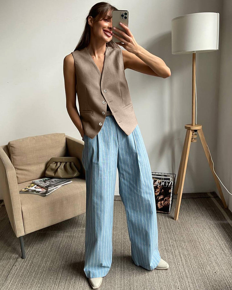 women's summer vest and trousers suit set, view 8 - MRSLM