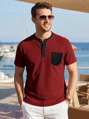 Men's color-block waffle-knit henley tee, view 7 - MRSLM
