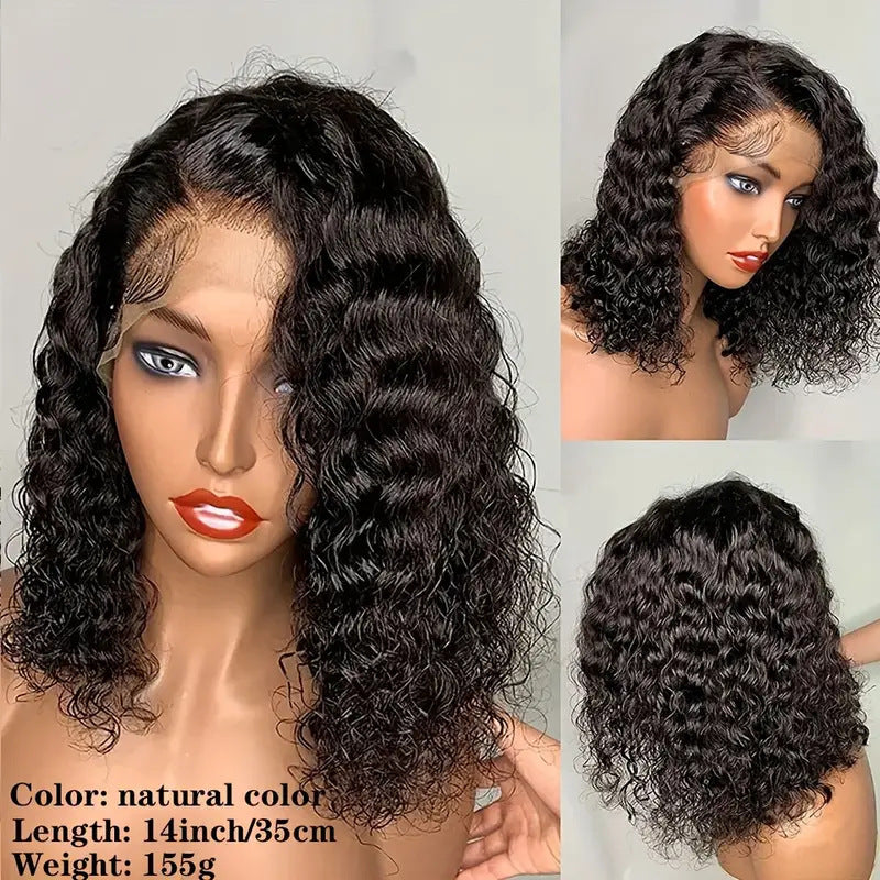 front lace water wave bob wig, view 3 - MRSLM