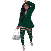 women's solid color blouse and pants casual suit, view 6 - MRSLM