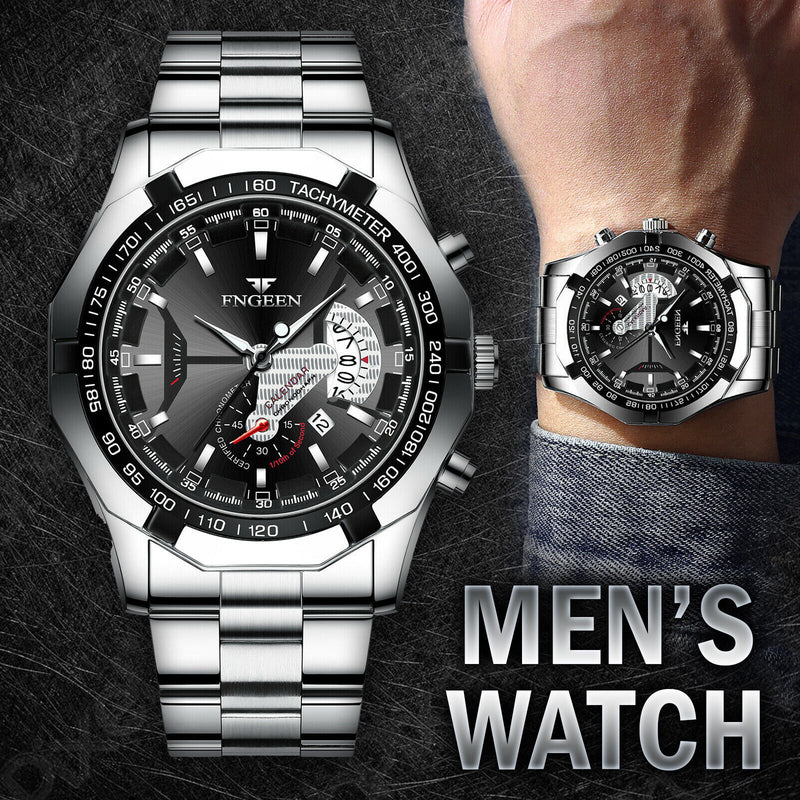 classic silver men's quartz watch, view 10 - MRSLM