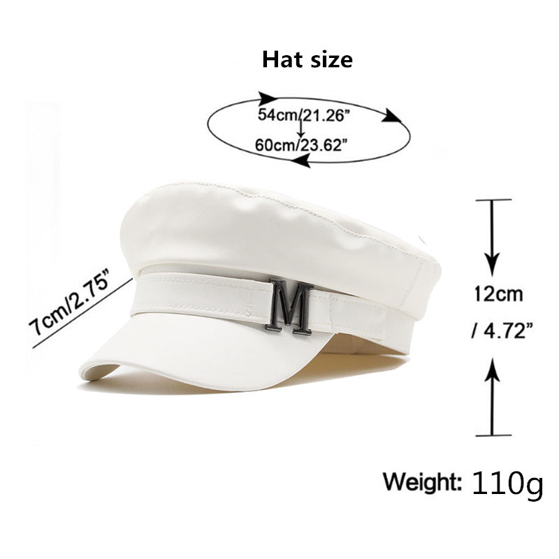 solid color pu beret, view 9 - MRSLM