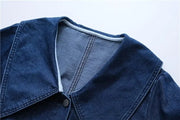long sleeve blue denim dress, view 4 - MRSLM