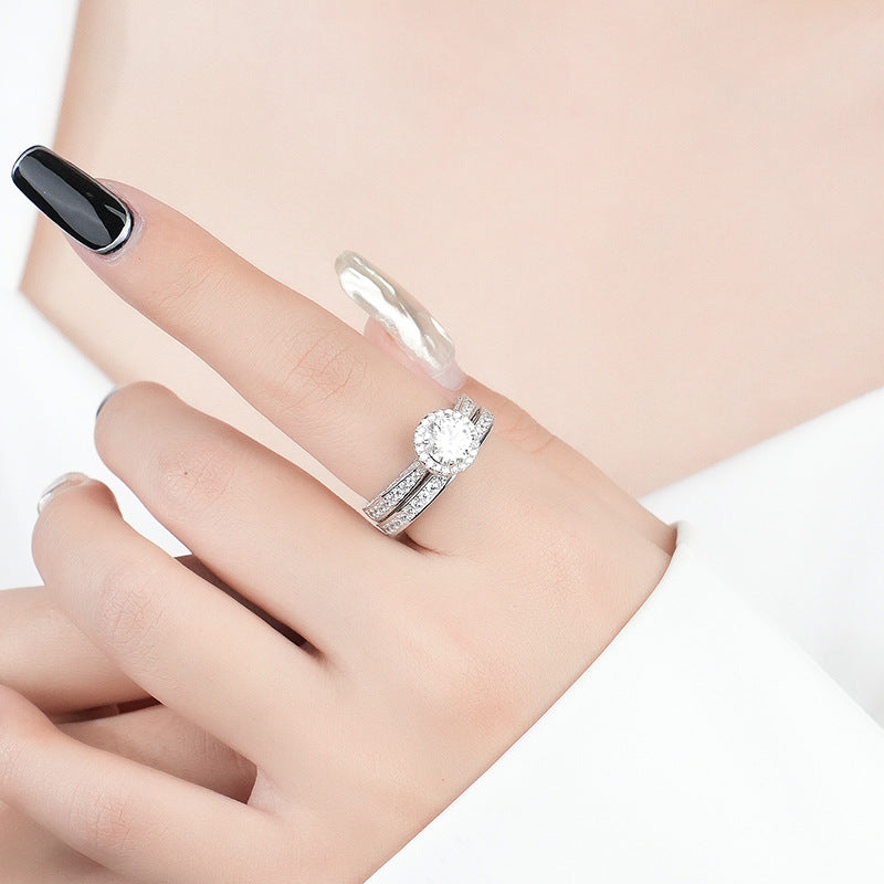 1 karat moissanite ring set, view 7 - MRSLM