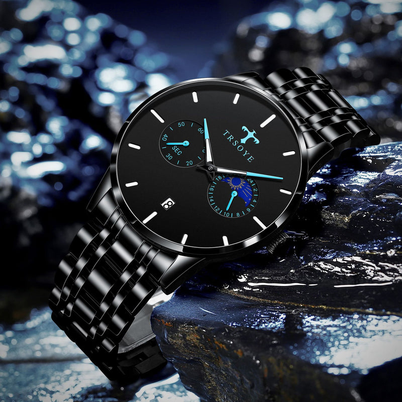 men's steel band quartz watch, view 9 - MRSLM