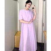 lavender T-shirt knit dress, view 3 - MRSLM