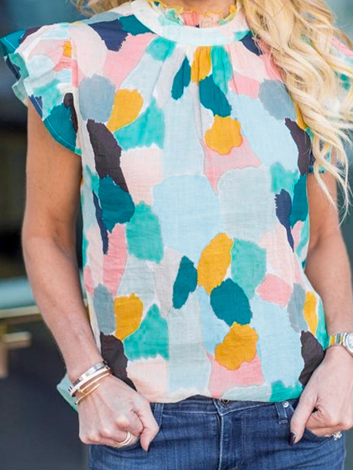 Color Block Contrast Color Short Sleeve T-shirt Female Outerwear Top