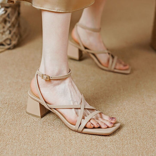 square heel leather sandals - MRSLM