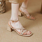 square heel leather sandals, view 4 - MRSLM