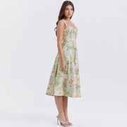 high split print A-line midi dress, view 7 - MRSLM