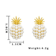 pearl pineapple stud earrings, view 2 - MRSLM