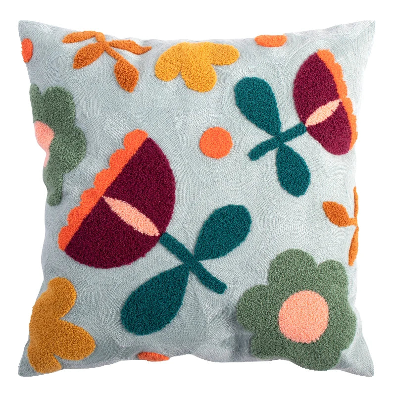 floral embroidery cushion cover, view 12 - MRSLM