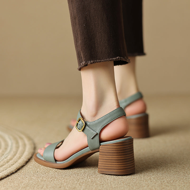 square heel leather sandals, view 5 - MRSLM