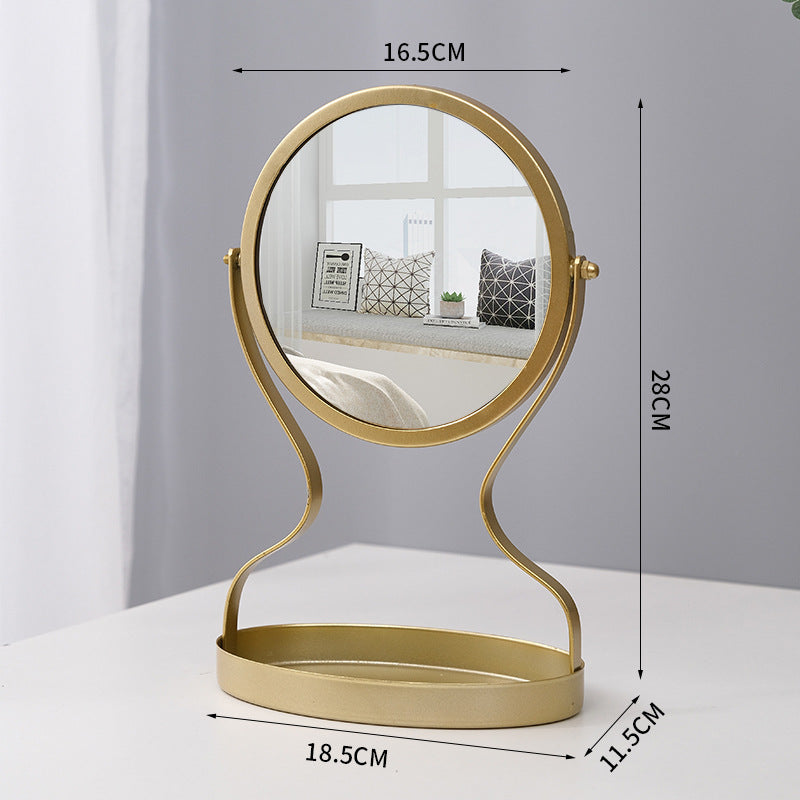 metal vanity mirror with jewelry storage, view 3 - MRSLM
