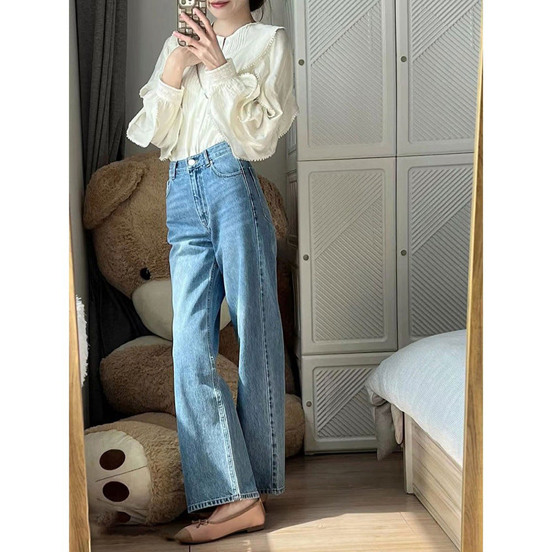 women's peplum lantern sleeve shirt, view 3 - MRSLM
