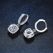 silver moissanite square stud earrings, view 4 - MRSLM