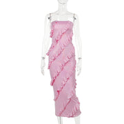 pink tassel tube top dress, view 6 - MRSLM