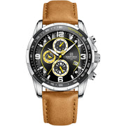 men's vintage leather strap quartz watch, view 5 - MRSLM