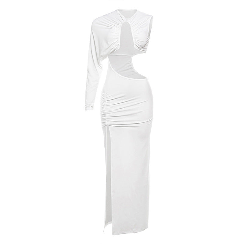 pleated white maxi dress, view 6 - MRSLM