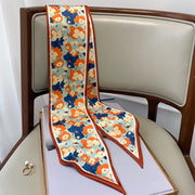 Floral silk-feel long scarf, view 2 - MRSLM