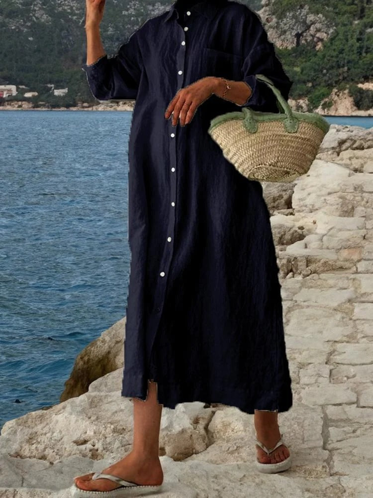 loose long sleeve shirt dress, view 7 - MRSLM
