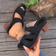 Square-heel peep-toe slides, view 6 - MRSLM