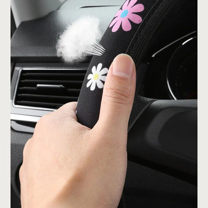 Floral Print 38CM Anti-Slip Steering Wheel Cover