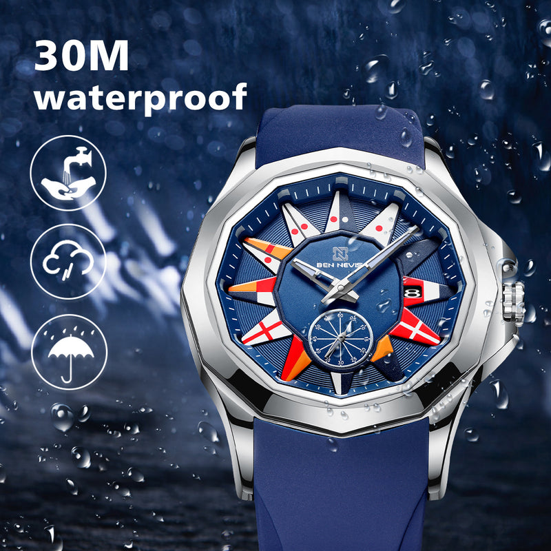 men's luminous quartz watch, view 2 - MRSLM