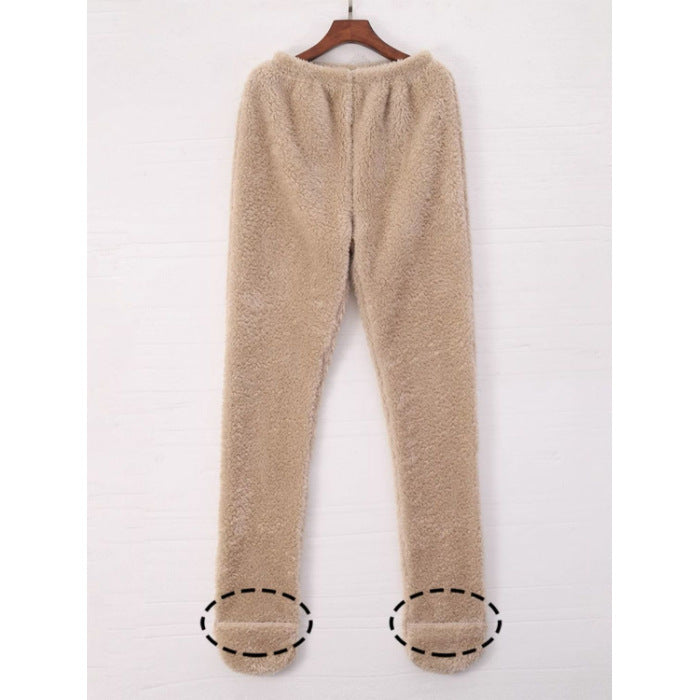 Women's fleece-lined footed lounge leggings, view 6 - MRSLM