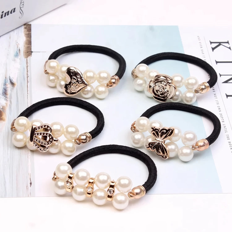 pearl floral elastic hair bands - MRSLM