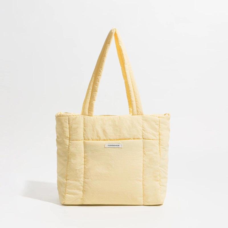 quilted puffy cotton tote bag, view 3 - MRSLM