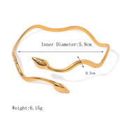 gold wavy snake cuff bracelet, view 2 - MRSLM