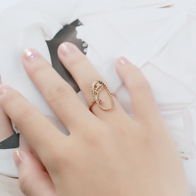 silver ruby meteor star ring - MRSLM