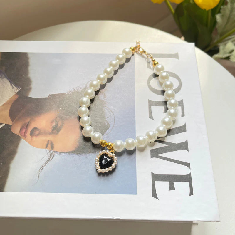 pearl and crystal pet collar with scarf, view 28 - MRSLM