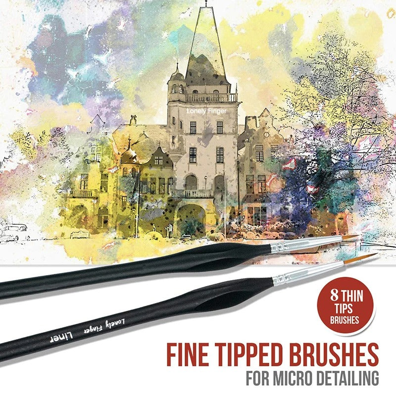 8-piece fine detail paint brush set, view 3 - MRSLM