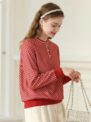 women's plaid knit ribbed sweatshirt, view 4 - MRSLM